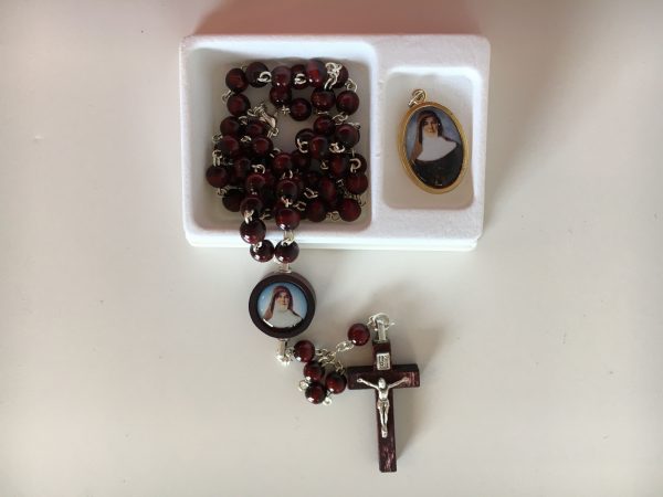 Mary MacKillop Wooden Rosary Beads - Boxed with Medal