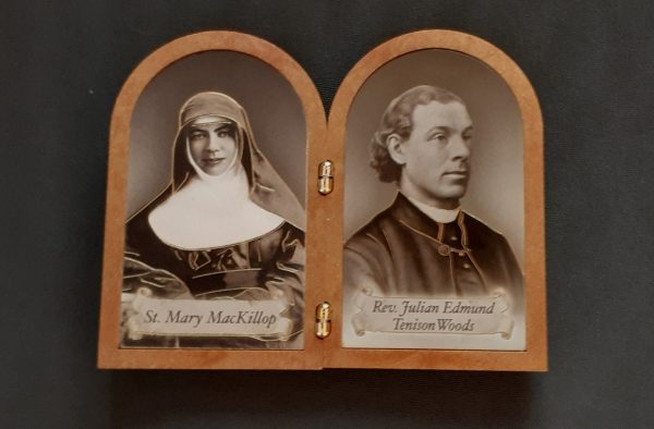 Plaque: Mary MacKillop and Julian T Woods