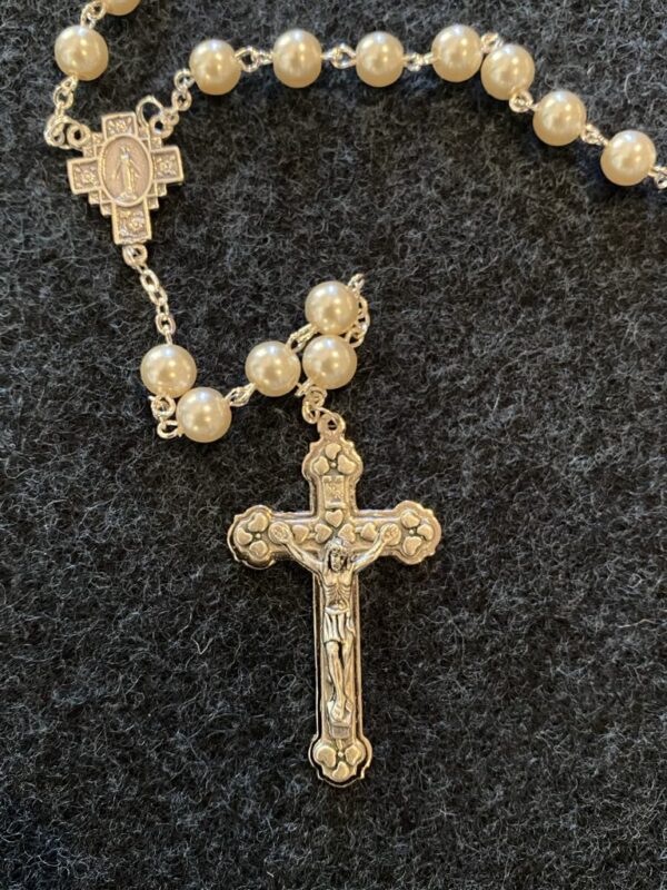 Rosary: Imitation Mother of Pearl - White